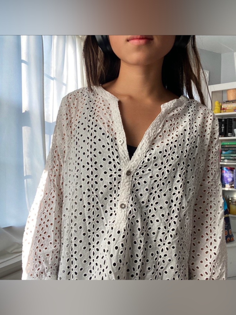 Liz Claiborne White Eyelet Tunic Top